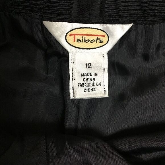 Talbots Pants Lined Dark Brown Tan Dragonfly Print Side Zipper Size 12 - Picture 6 of 8